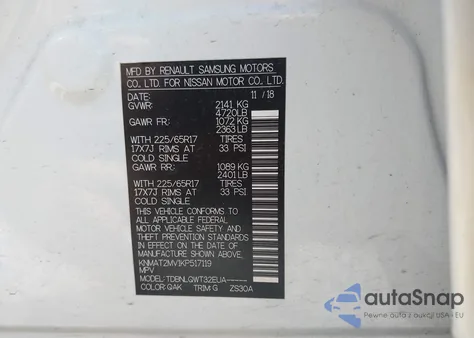 2019 Nissan Rogue Sv from USA, damaged, VIN KNMAT2MV1KP517119